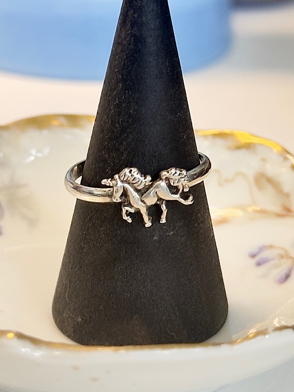 Vintage Sterling Silver Unicorn Adjustable Ring (6.5)